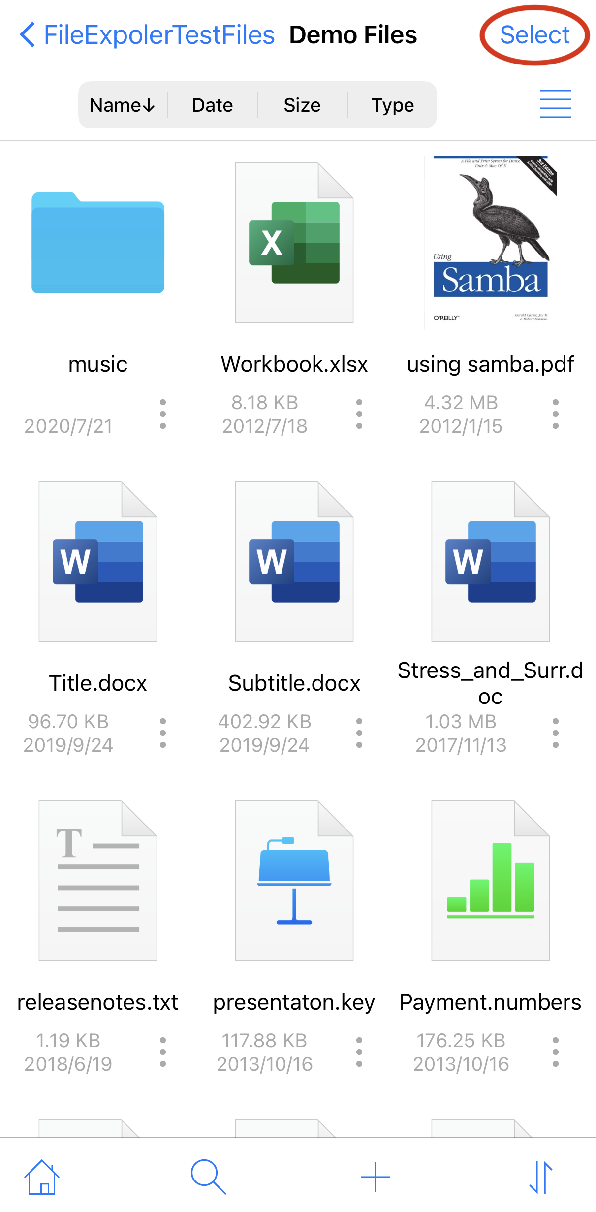 Selecting files in FE File Explorer