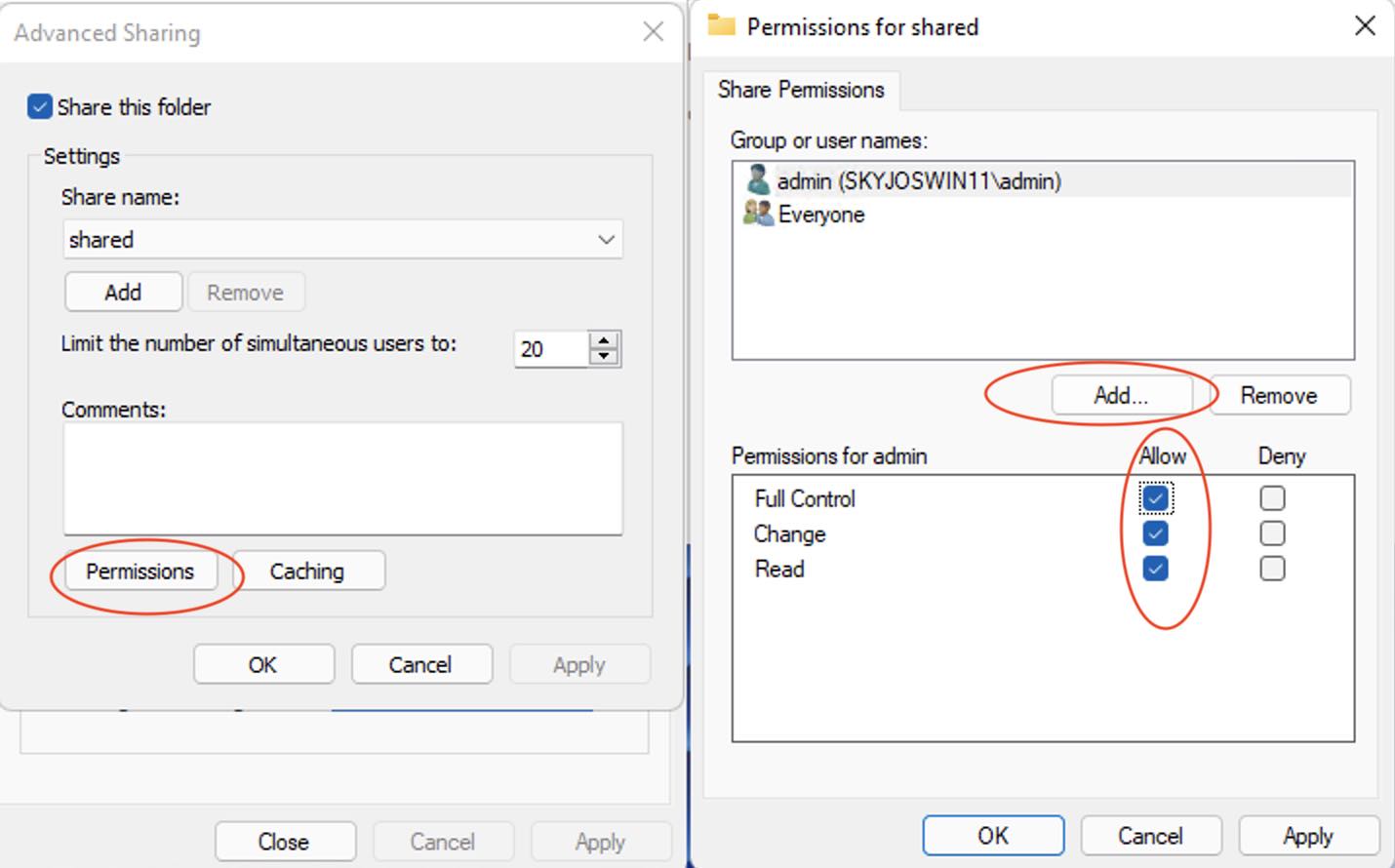 Advanced Sharing in Windows 11