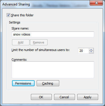 Share permissions in Windows 7