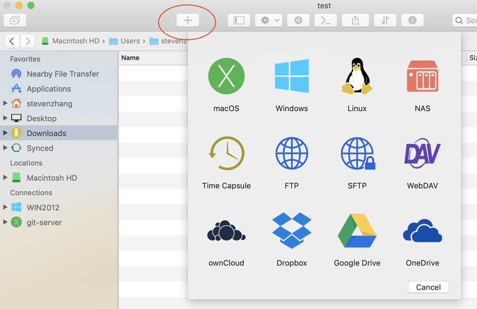 macOS 版 FE File Explorer 中的 Network Neighborhood