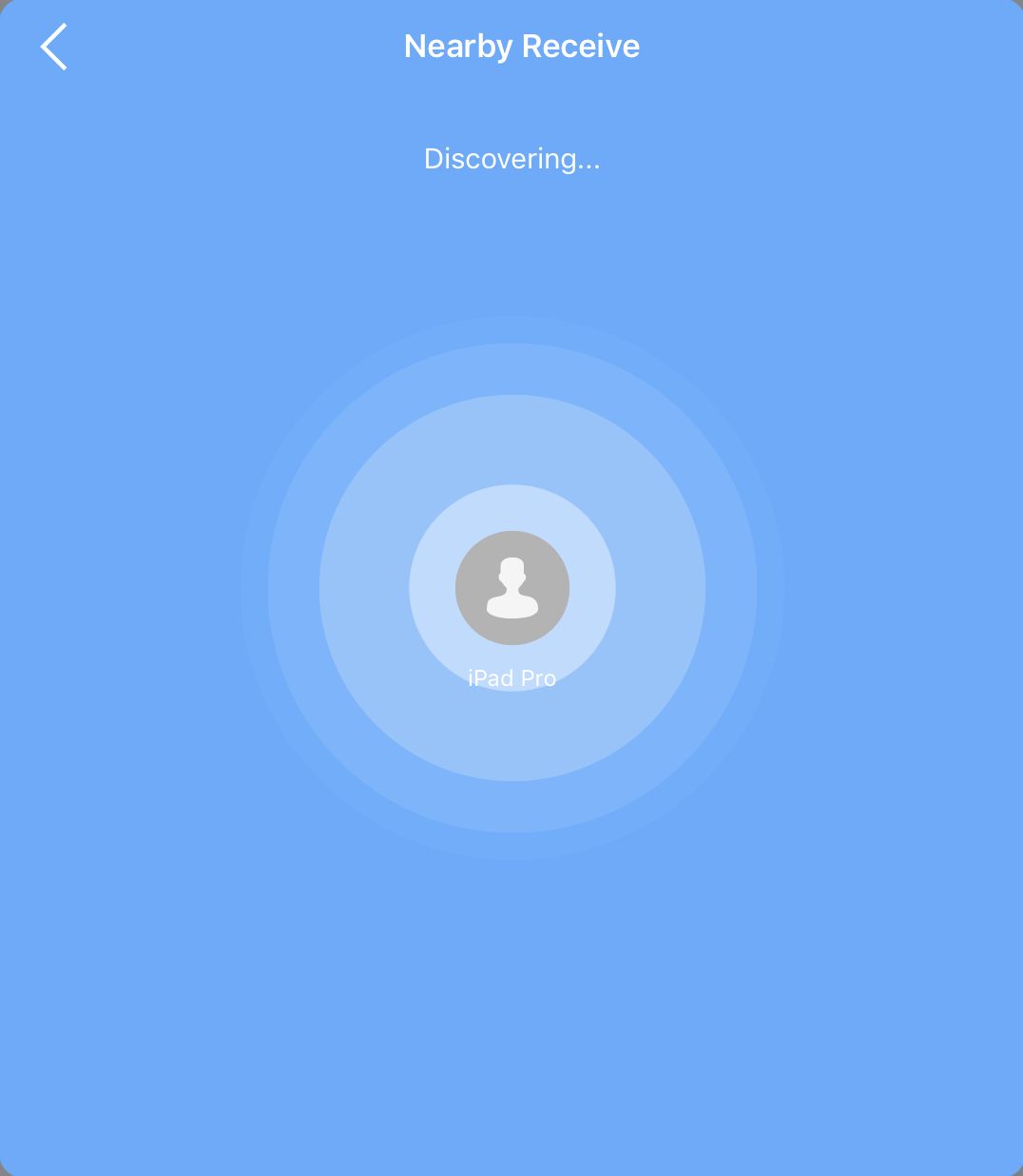 A device ready to receive nearby files