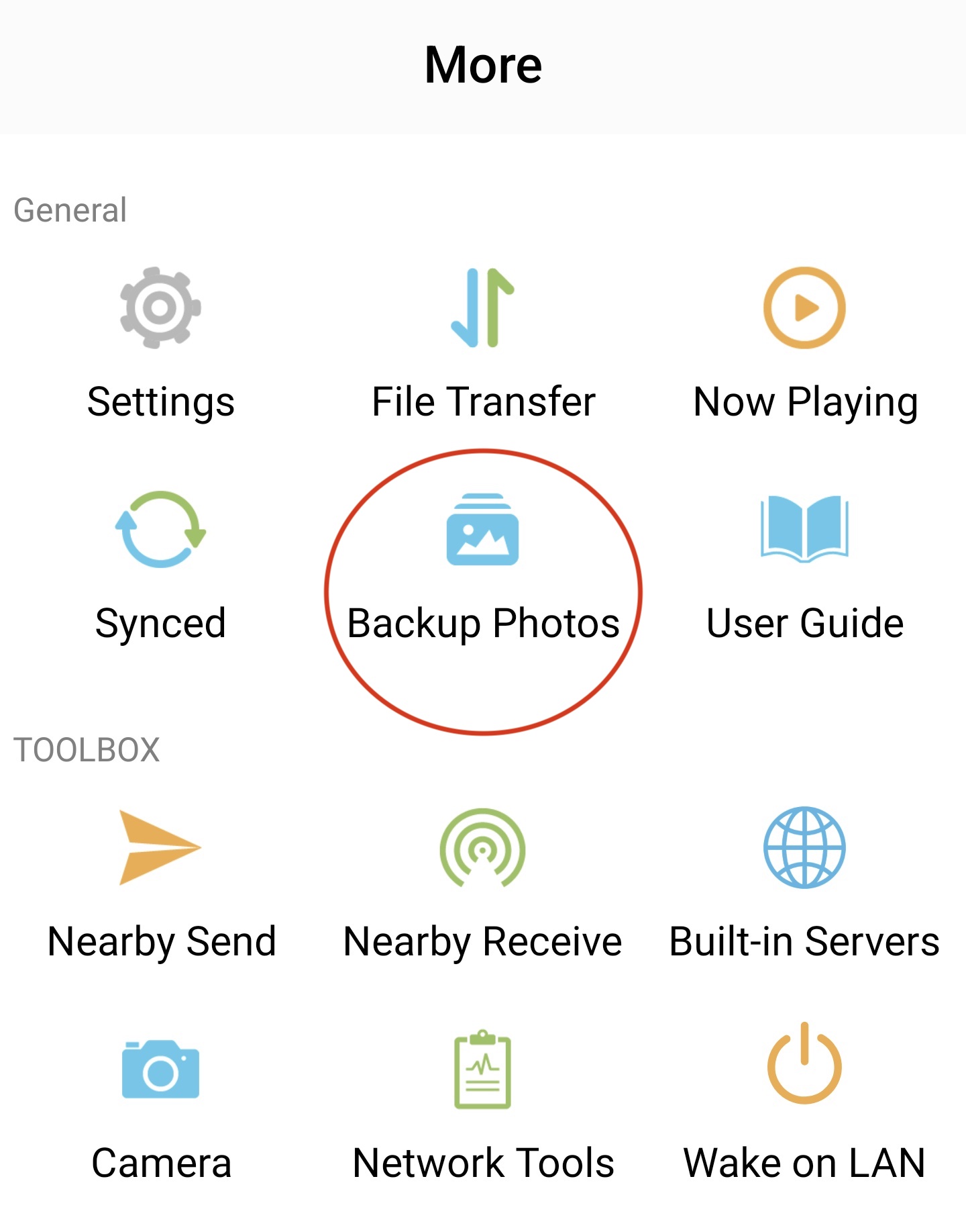 Backup Album in the More tab