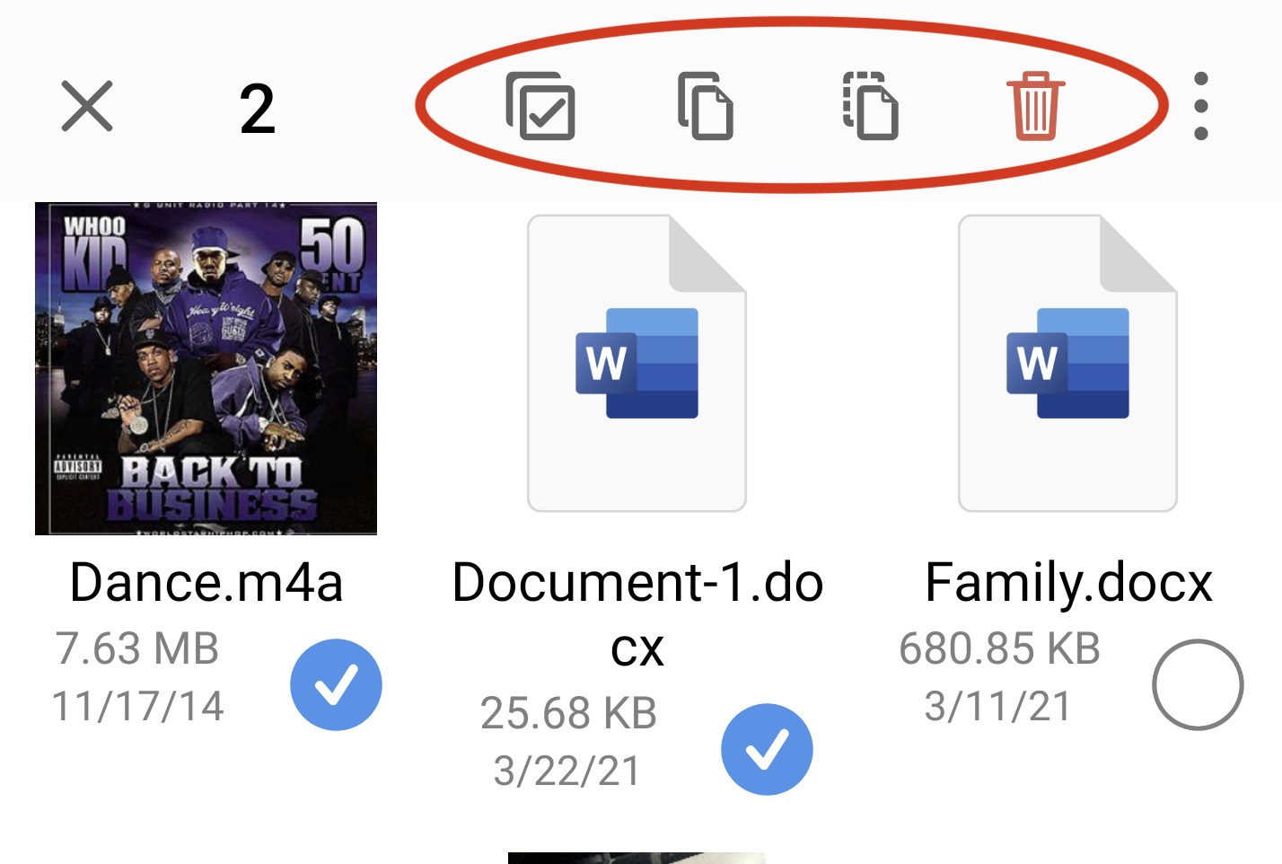 File actions in Owlfiles for Android