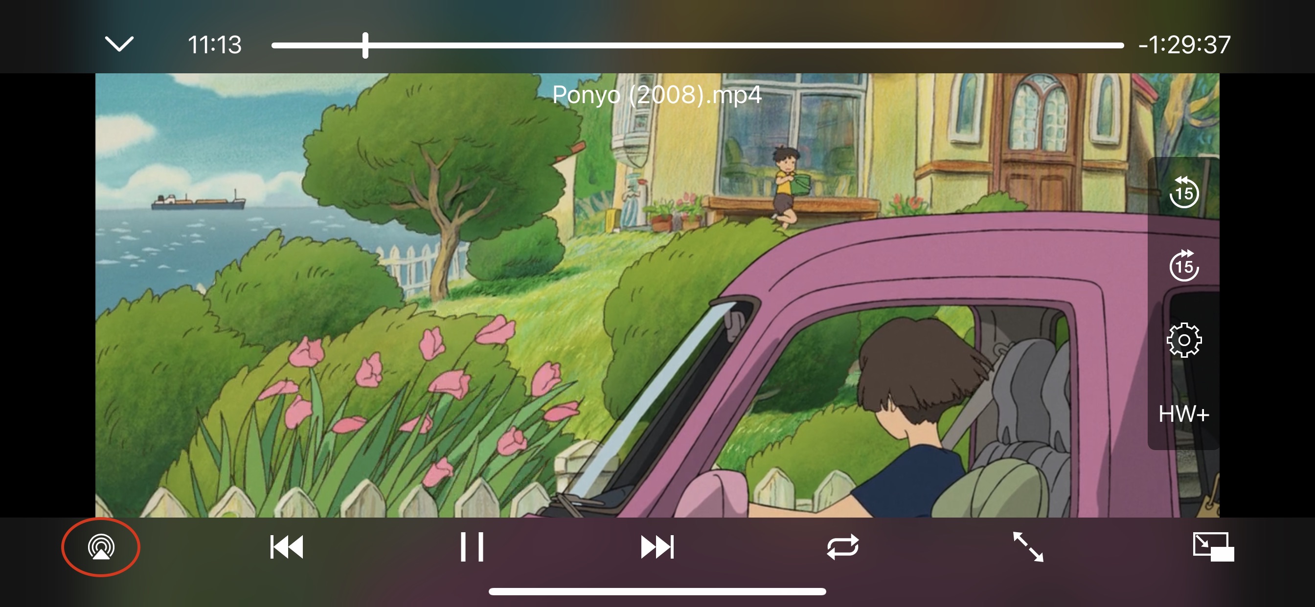 The AirPlay button in the Owlfiles video player