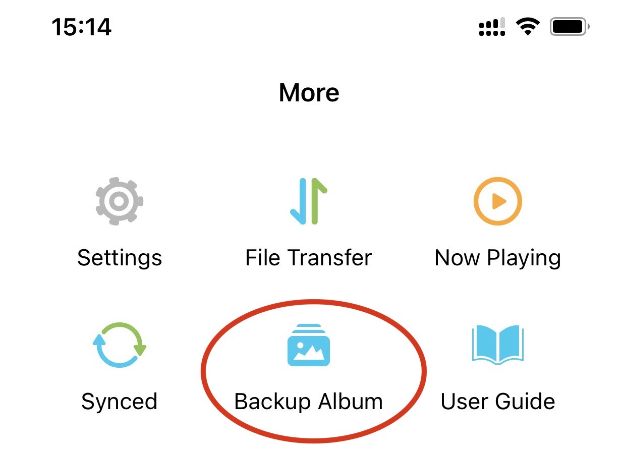 Backup Album in the More tab