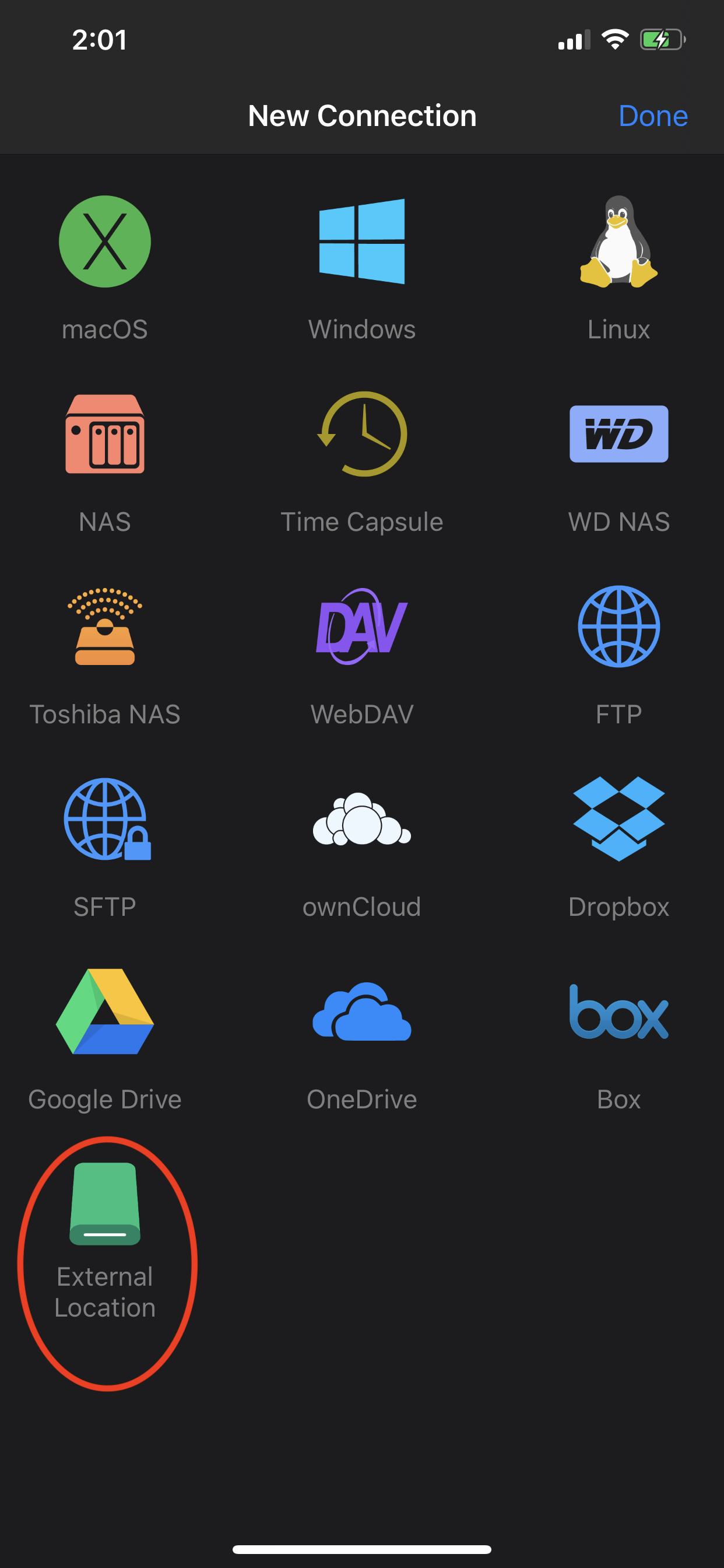 Adding an external location in Owlfiles