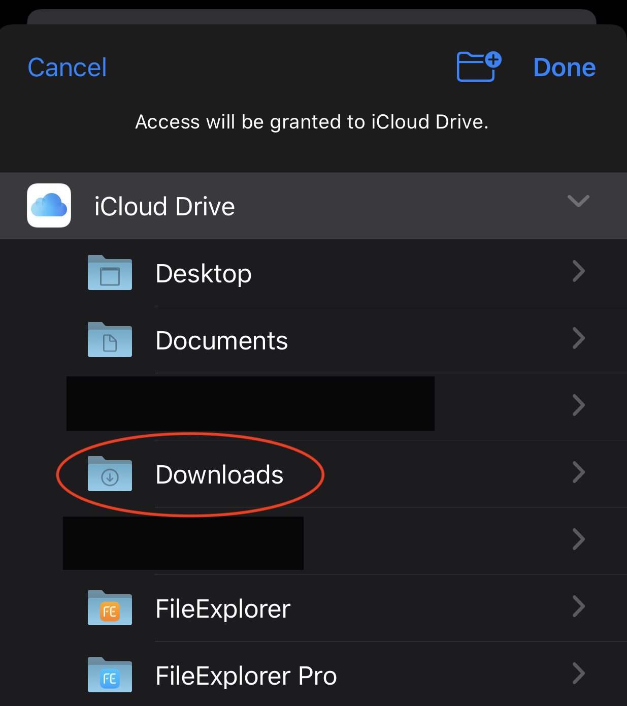 An external folder in the Owlfiles connection list