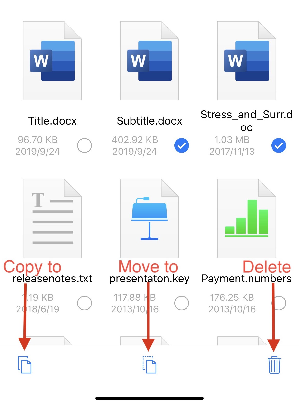 File actions in Owlfiles for iOS