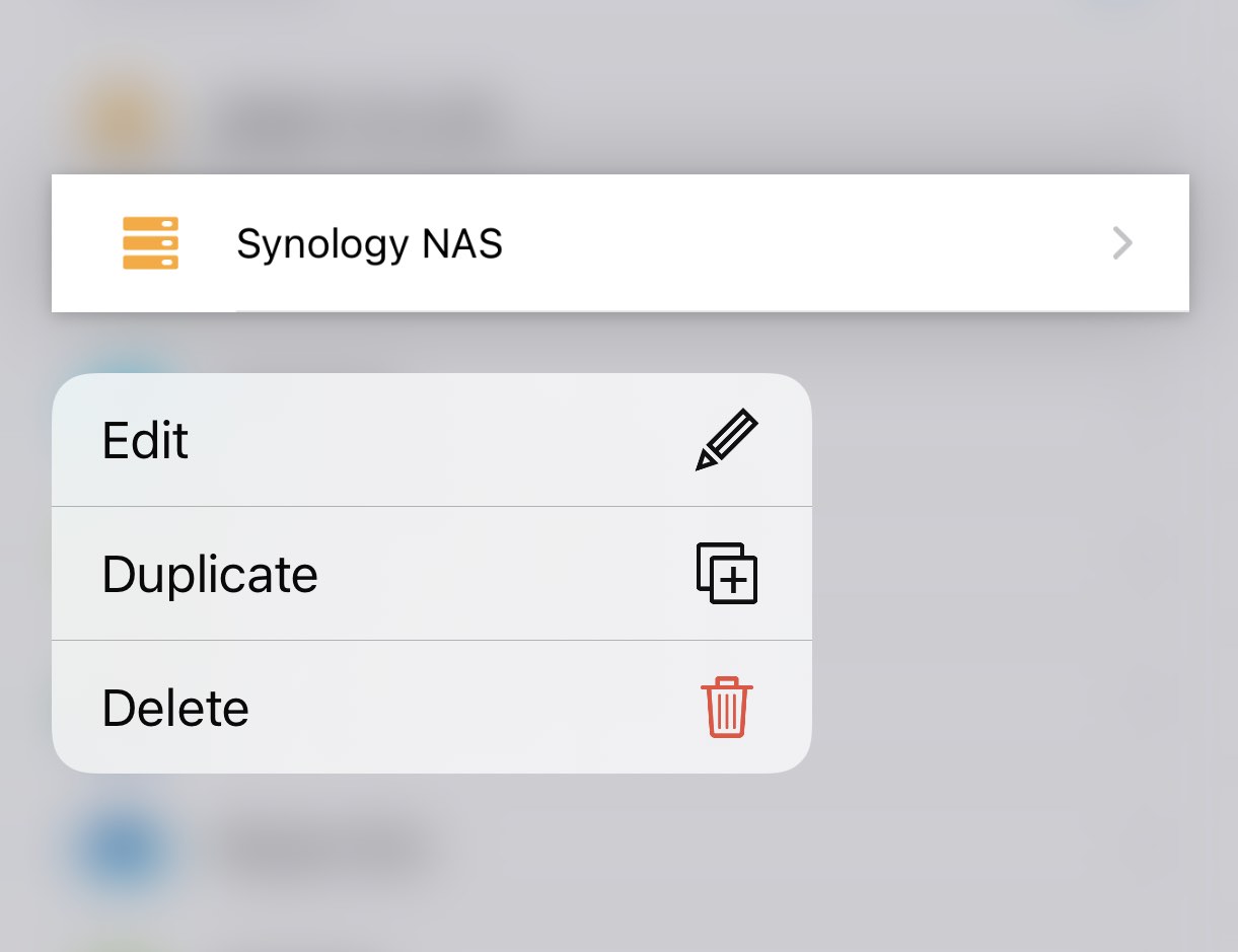 Connection actions in the context menu