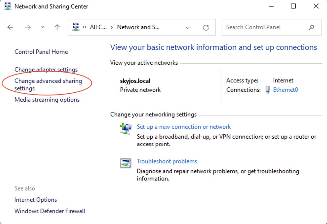 Change advanced sharing settings in Windows 11