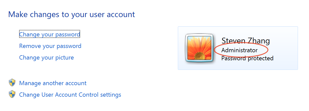 Windows 7 中的用户账户