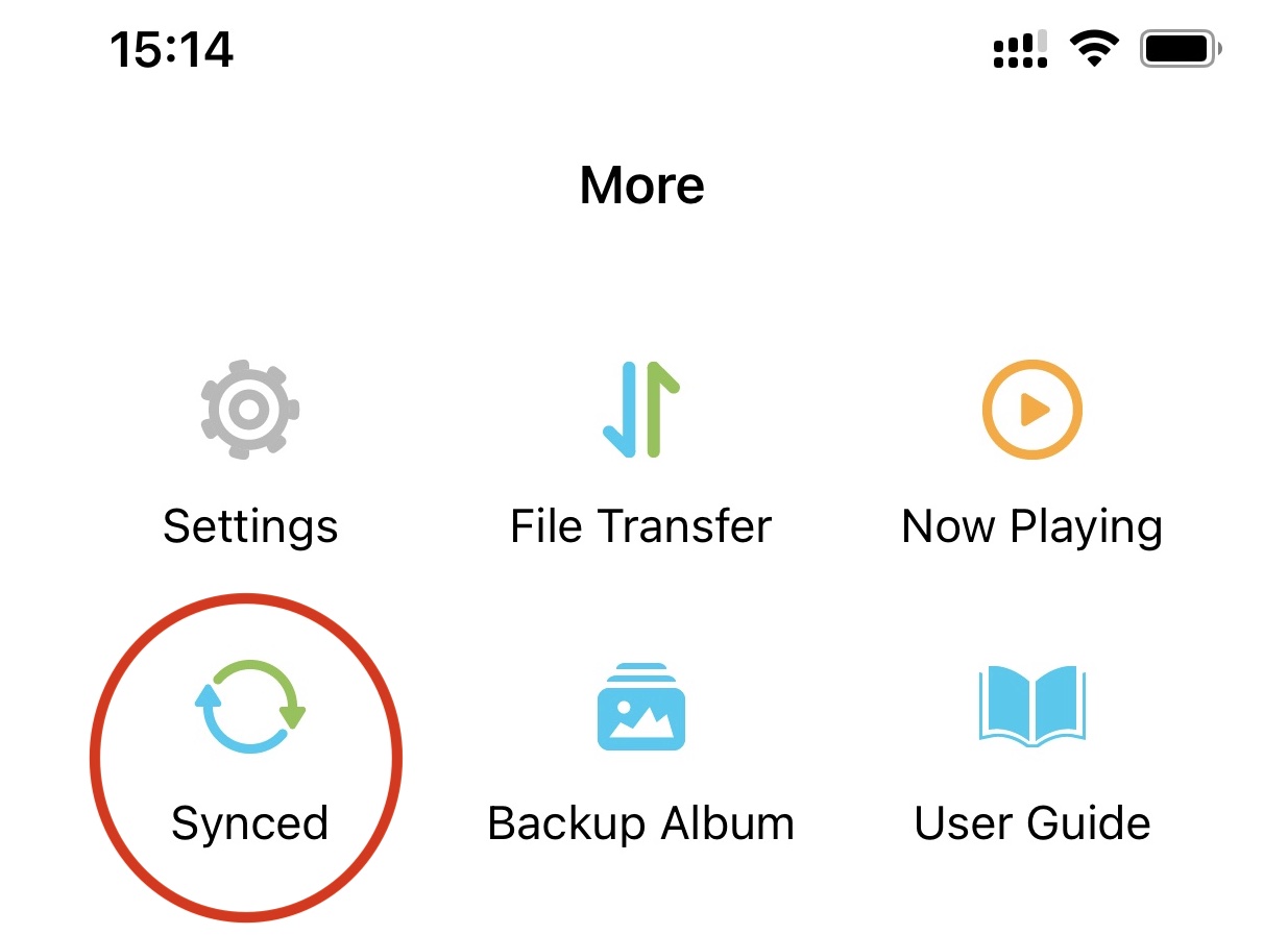 The Synced item in the More tab