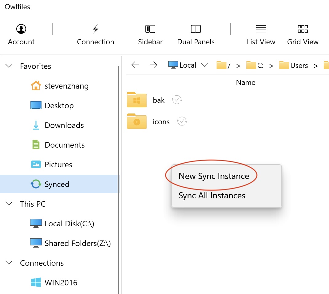 Creating a sync instance