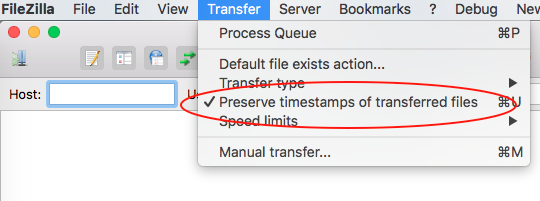 FileZilla 的时间戳设置